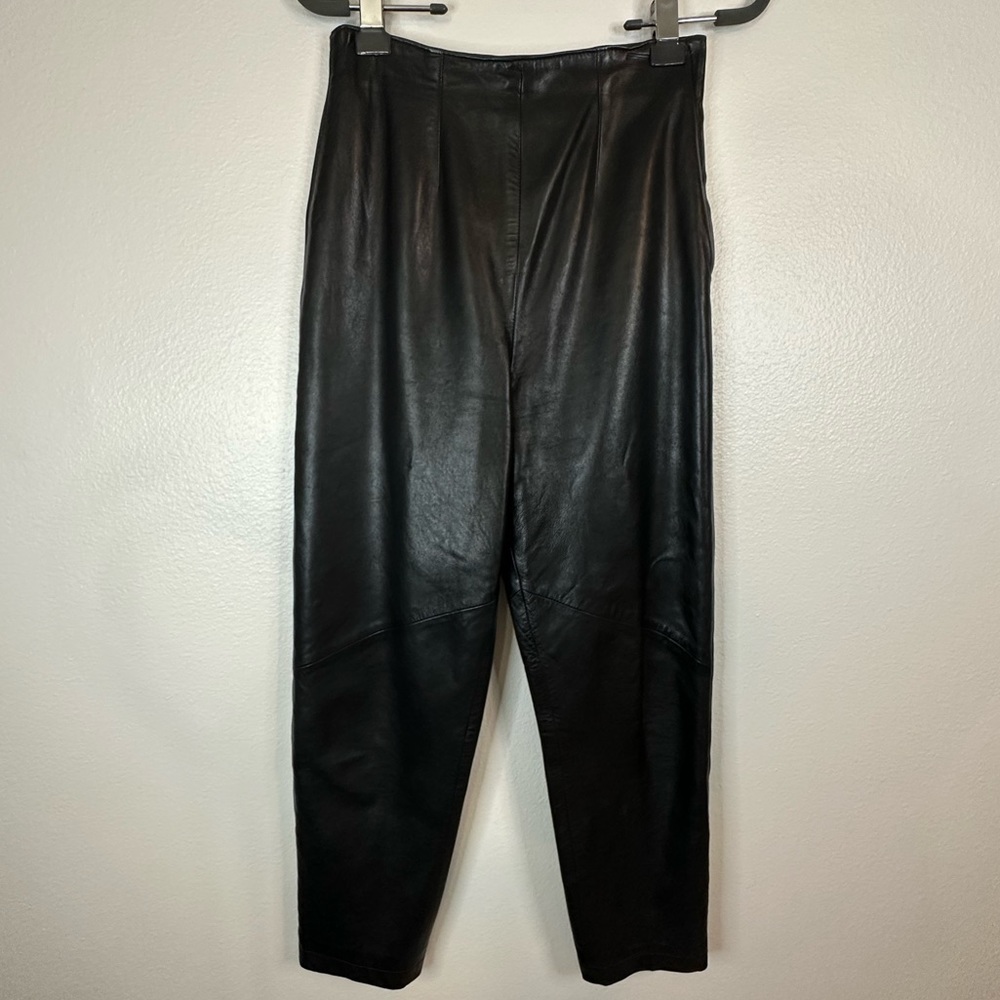 Vakko| Genuine Leather Women’s Black Straight Leg Pants